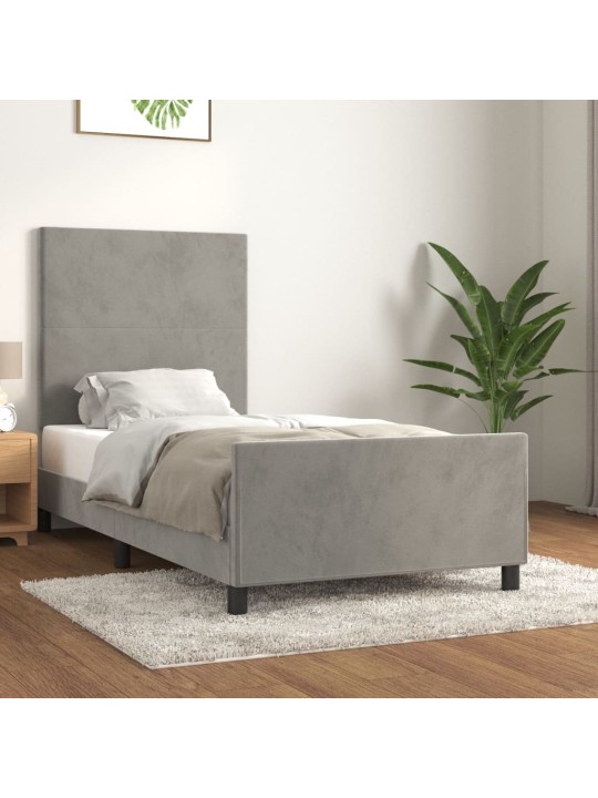 Rám postele bez matrace světle šedý 90 x 200 cm samet