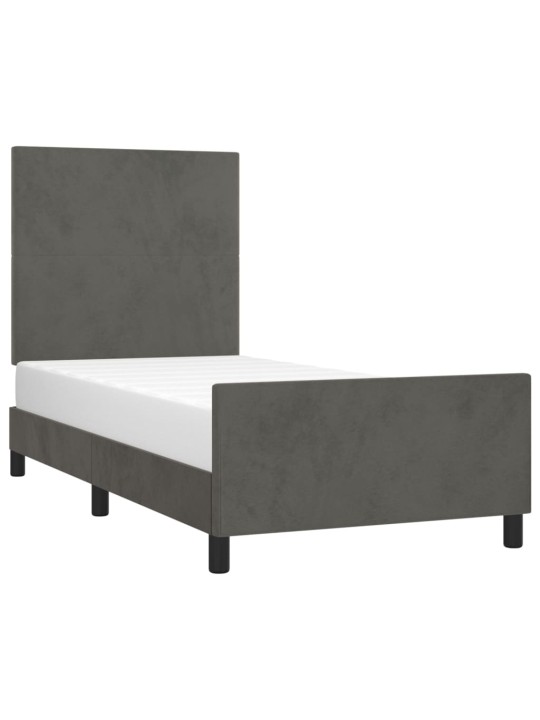 Rám postele bez matrace tmavě šedý 90 x 200 cm samet