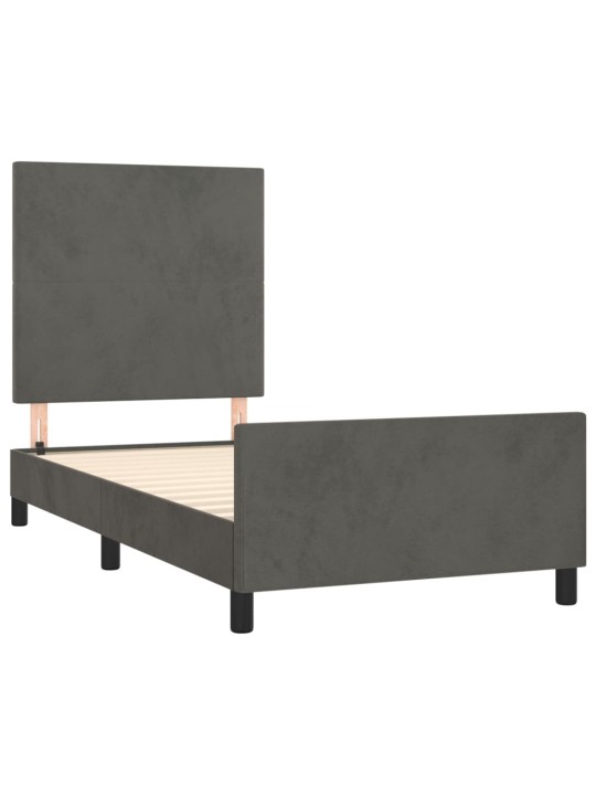 Rám postele bez matrace tmavě šedý 90 x 200 cm samet