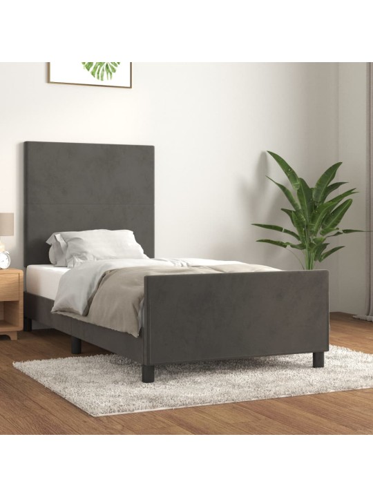 Rám postele bez matrace tmavě šedý 90 x 200 cm samet