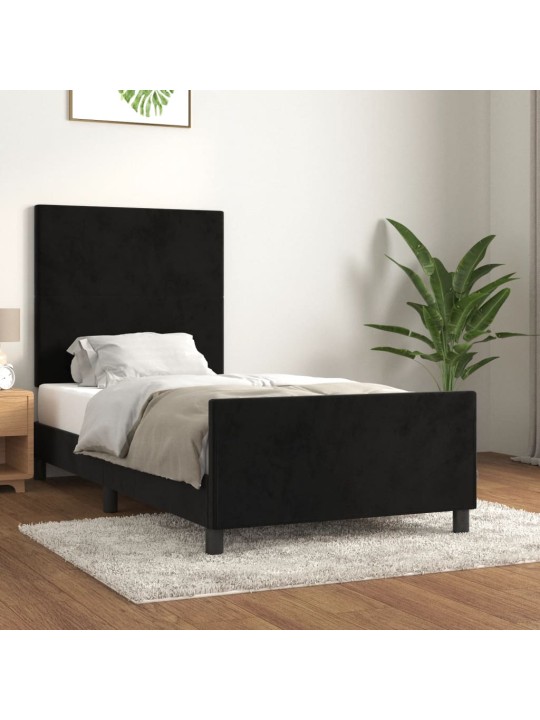 Rám postele s čelem černý 90x200 cm samet