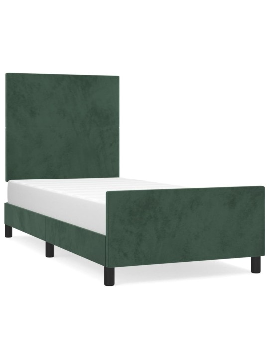 Rám postele bez matrace tmavě zelená 90 x 200 cm samet