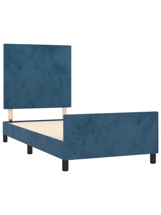 Rám postele bez matrace tmavě modrý 90x200 cm samet