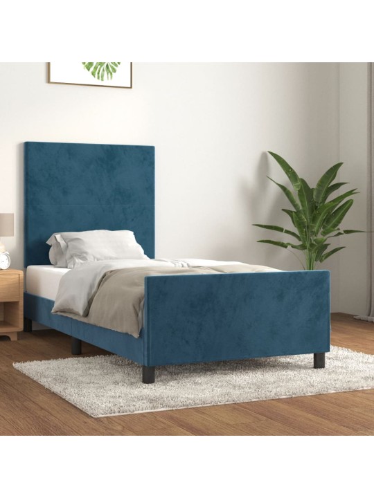 Rám postele bez matrace tmavě modrý 90x200 cm samet
