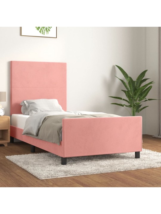 Rám postele s čelem růžový 90x200 cm samet