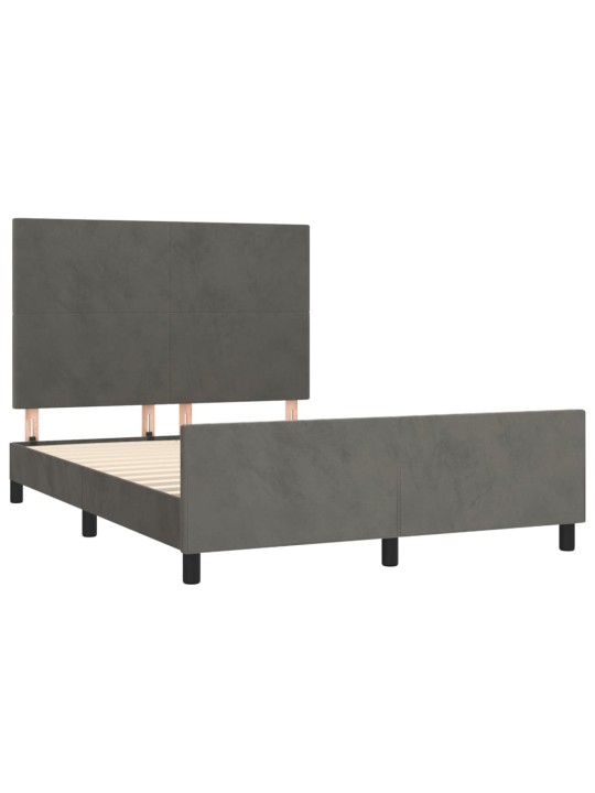 Rám postele bez matrace tmavě šedý 140 x 190 cm samet