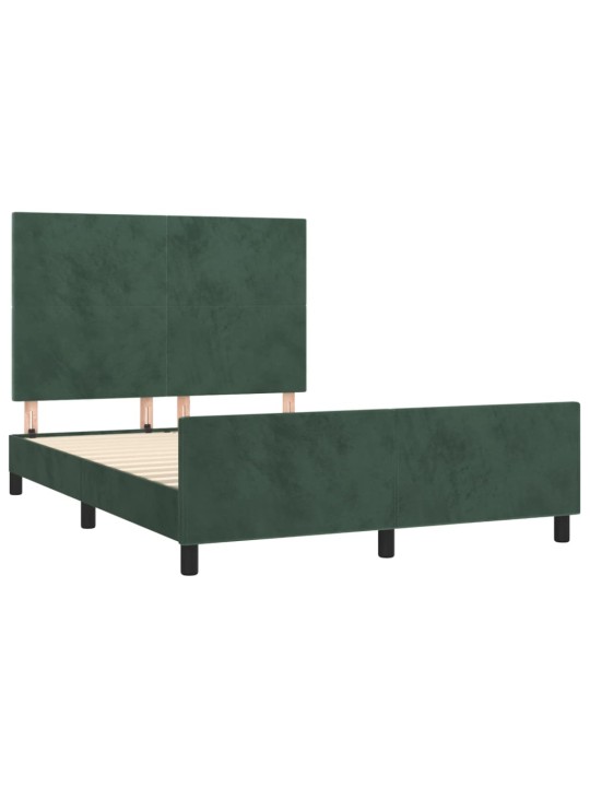 Rám postele bez matrace tmavě zelená 140 x 190 cm samet