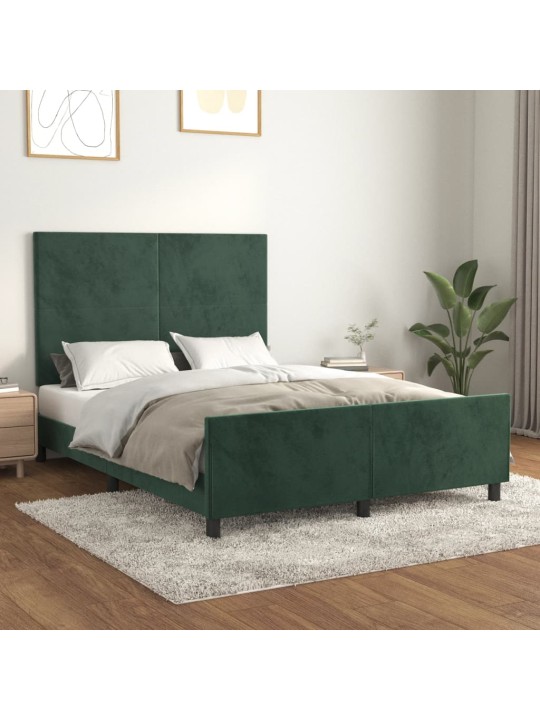 Rám postele bez matrace tmavě zelená 140 x 190 cm samet