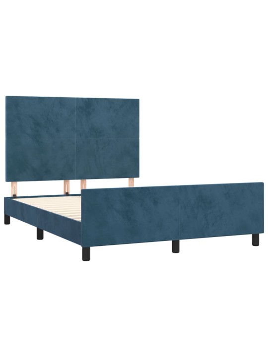 Rám postele bez matrace tmavě modrý 140x200 cm samet