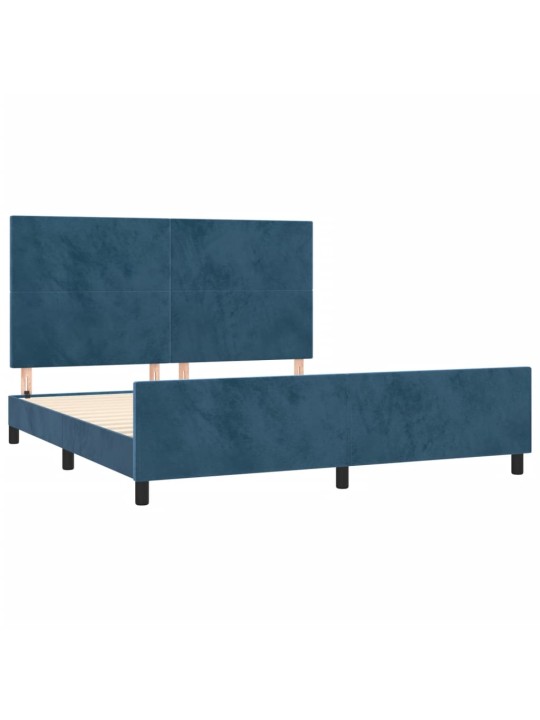 Rám postele bez matrace tmavě modrý 160x200 cm samet
