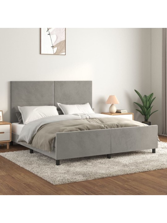 Rám postele s čelem světle šedý 180x200 cm samet
