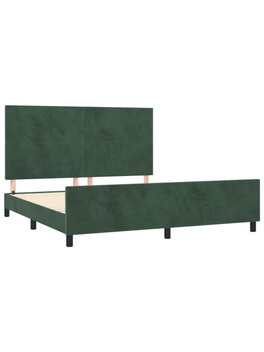 Rám postele s čelem tmavě zelený 180x200 cm samet