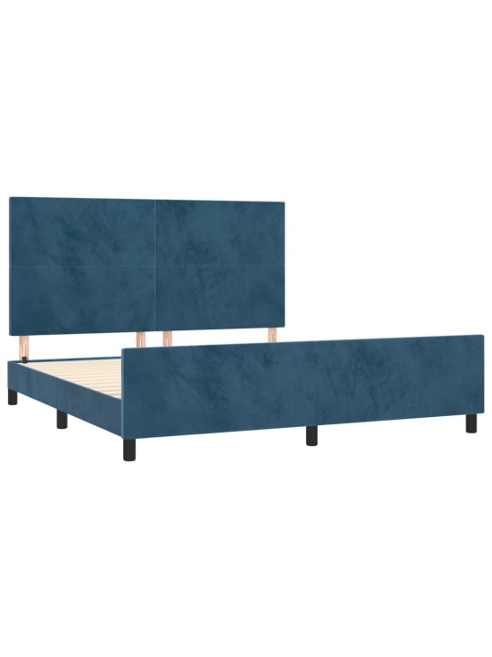 Rám postele s čelem tmavě modrý 180x200 cm samet