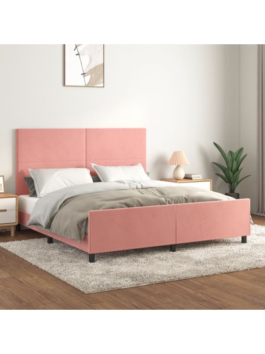 Rám postele s čelem růžový 180x200 cm samet