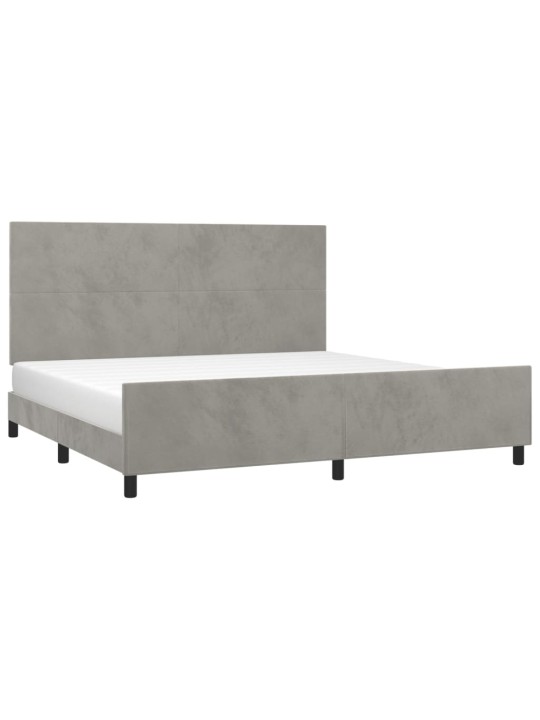 Rám postele bez matrace světle šedý 200 x 200 cm samet