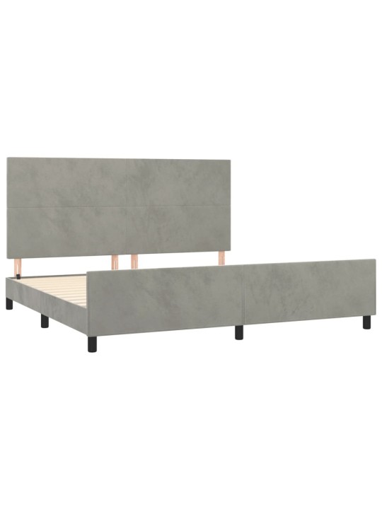 Rám postele bez matrace světle šedý 200 x 200 cm samet