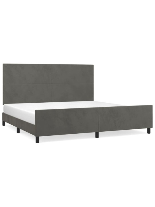 Rám postele bez matrace tmavě šedý 200 x 200 cm samet
