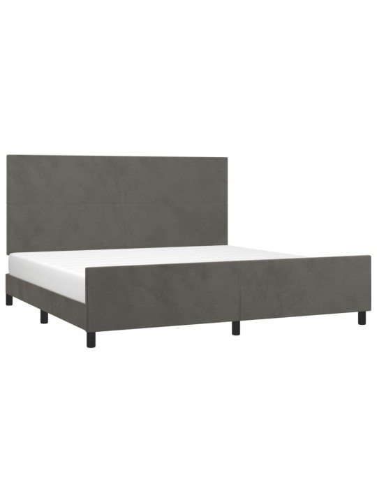 Rám postele bez matrace tmavě šedý 200 x 200 cm samet