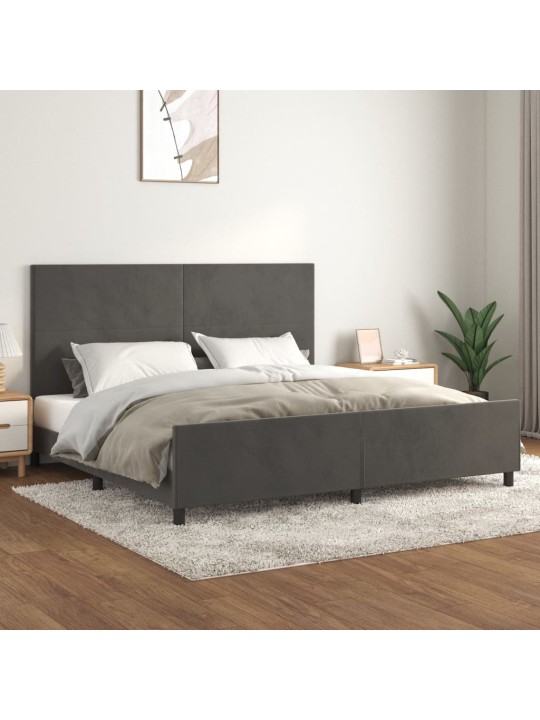 Rám postele bez matrace tmavě šedý 200 x 200 cm samet