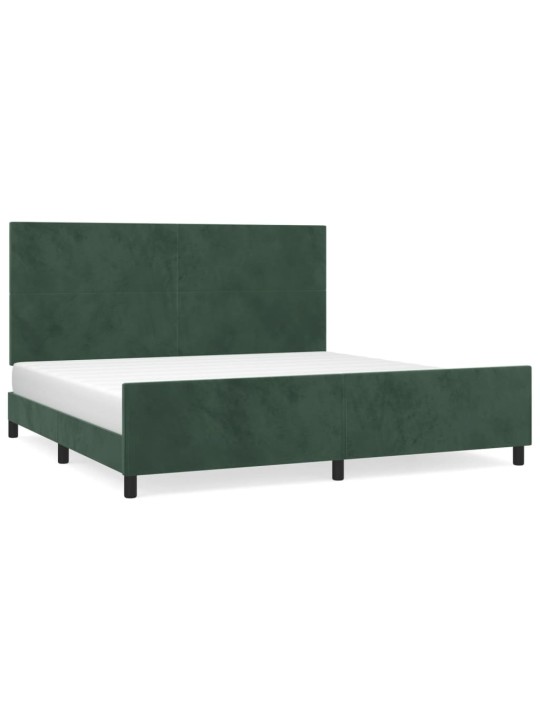 Rám postele bez matrace tmavě zelená 200 x 200 cm samet
