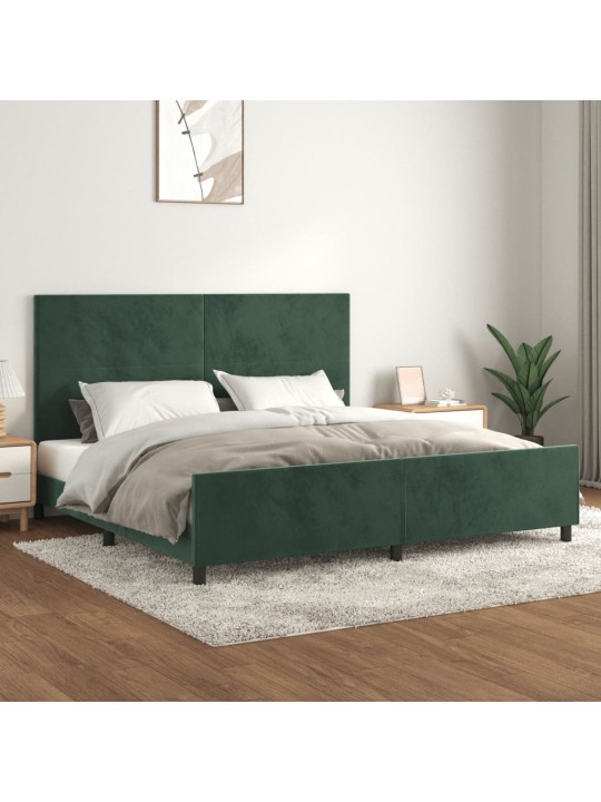 Rám postele bez matrace tmavě zelená 200 x 200 cm samet