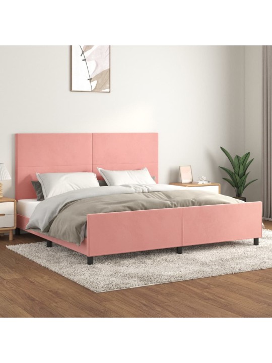 Rám postele s čelem růžový 200x200 cm samet