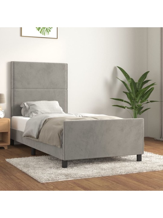 Rám postele bez matrace světle šedá 80 x 200 cm samet