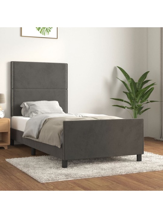 Rám postele bez matrace tmavě šedá 80 x 200 cm samet