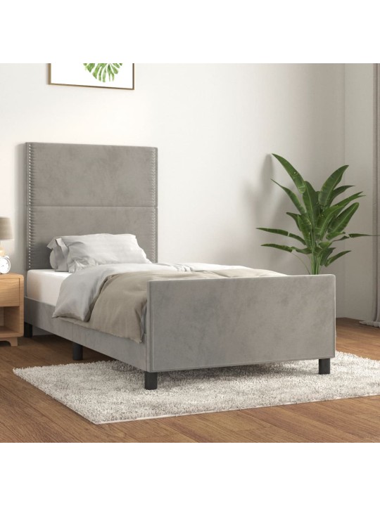 Rám postele bez matrace světle šedý 90 x 200 cm samet