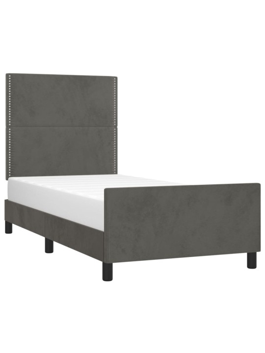 Rám postele bez matrace tmavě šedý 90 x 200 cm samet