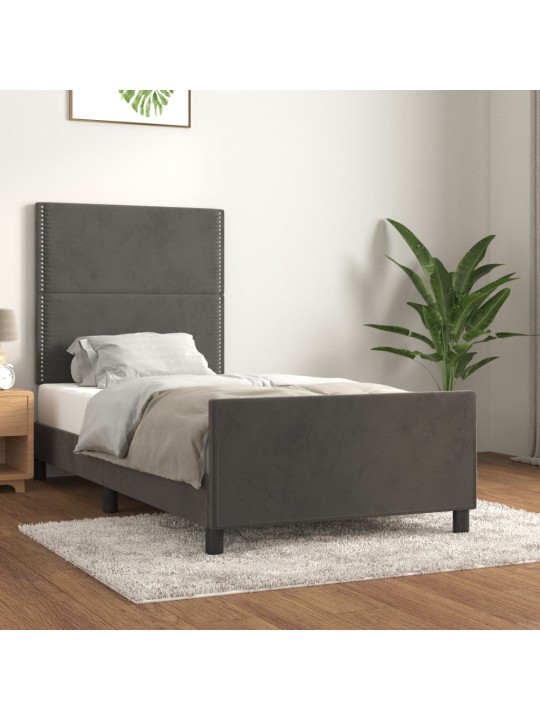 Rám postele bez matrace tmavě šedý 90 x 200 cm samet