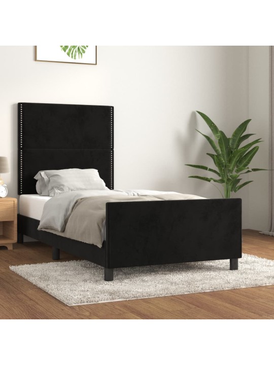 Rám postele s čelem černý 90x200 cm samet