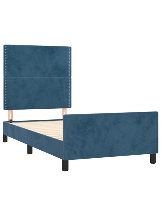 Rám postele bez matrace tmavě modrý 90x200 cm samet