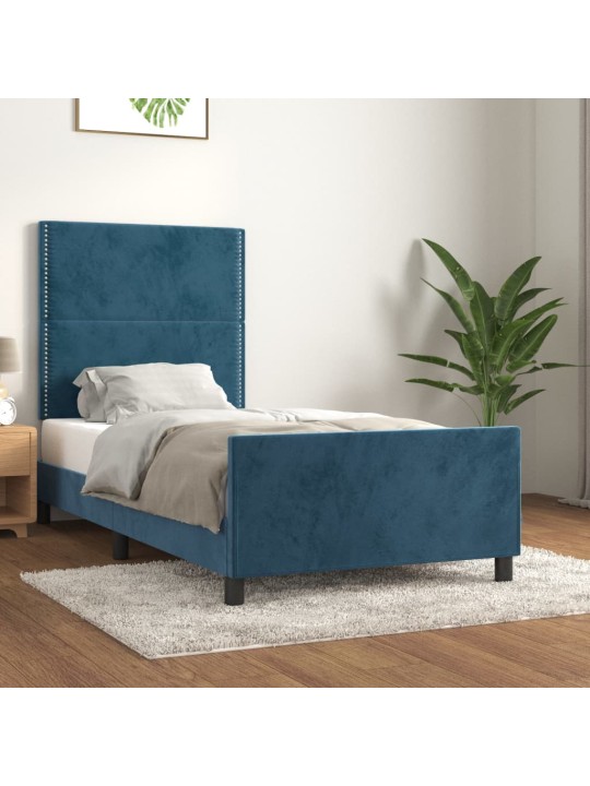 Rám postele bez matrace tmavě modrý 90x200 cm samet