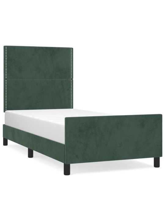 Rám postele bez matrace tmavě zelená 100 x 200 cm samet