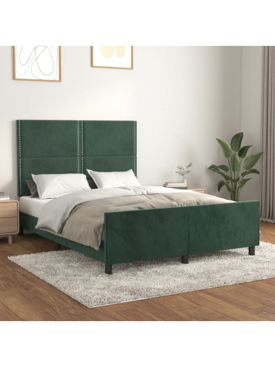 Rám postele bez matrace tmavě zelená 140 x 190 cm samet