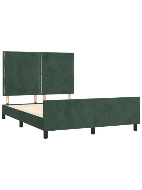 Rám postele bez matrace tmavě zelená 140 x 200 cm samet