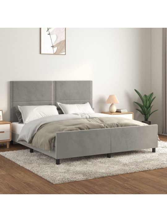 Rám postele bez matrace světle šedý 160 x 200 cm samet