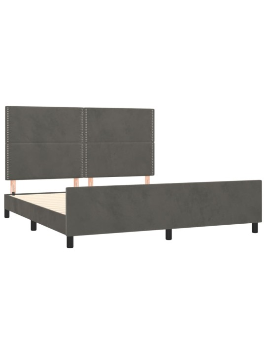 Rám postele bez matrace tmavě šedý 160 x 200 cm samet