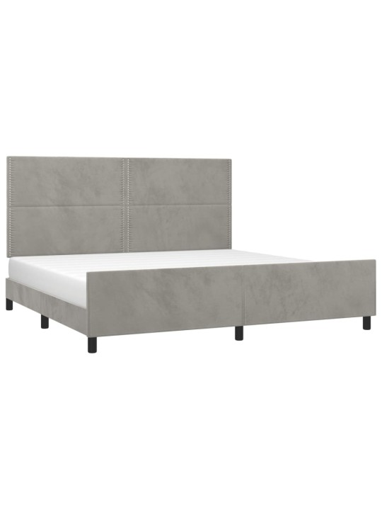 Rám postele bez matrace světle šedý 200 x 200 cm samet