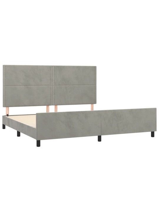 Rám postele bez matrace světle šedý 200 x 200 cm samet