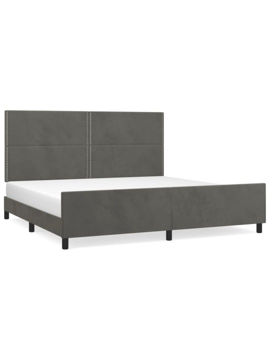 Rám postele bez matrace tmavě šedý 200 x 200 cm samet