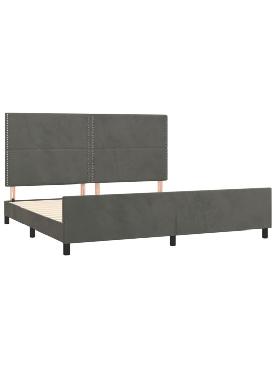 Rám postele bez matrace tmavě šedý 200 x 200 cm samet