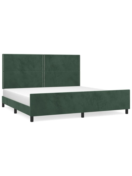 Rám postele bez matrace tmavě zelená 200 x 200 cm samet