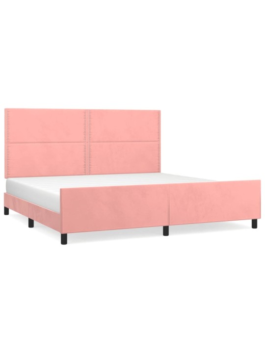 Rám postele s čelem růžový 200x200 cm samet