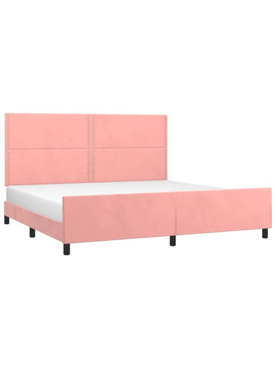 Rám postele s čelem růžový 200x200 cm samet