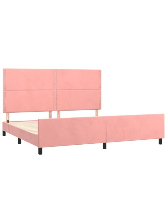 Rám postele s čelem růžový 200x200 cm samet