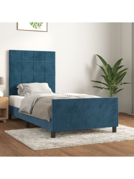 Rám postele bez matrace tmavě modrý 80x200 cm samet