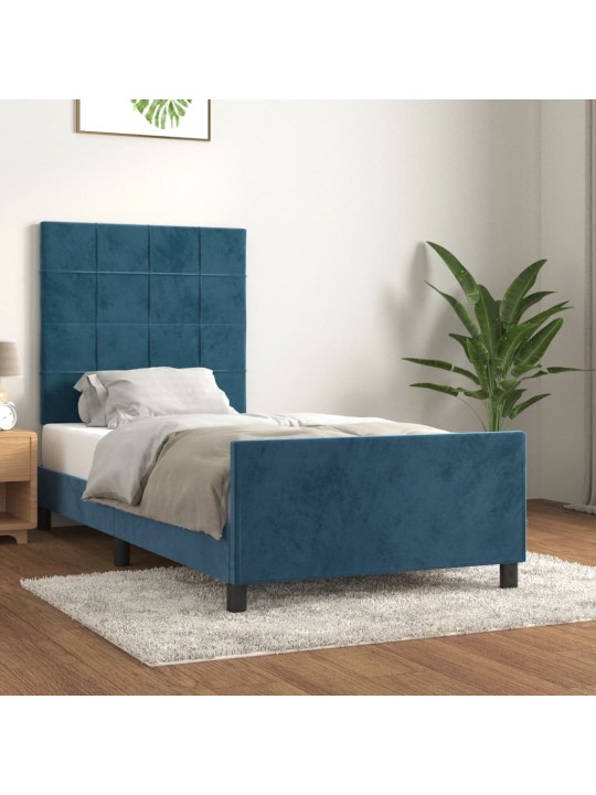 Rám postele bez matrace tmavě modrý 90x190 cm samet