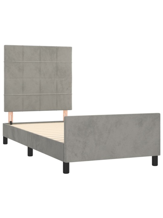 Rám postele bez matrace světle šedý 90 x 200 cm samet